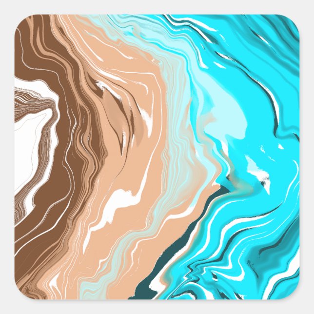 Abstract Beach Fluid Art  Square Sticker (Front)