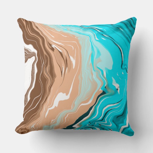 Abstract Beach Fluid Art  Throw Pillow (Front)