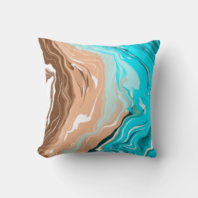 Abstract Beach Fluid Art Throw Pillow (Front)