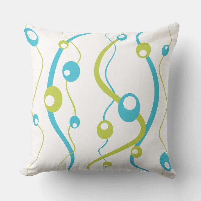 Abstract Beach Print Pillow Blue Back (Front)