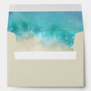 *~* Abstract Beach Sand Aqua Ocean Watercolor Envelope