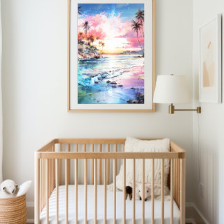 🌊Abstract Beach Scene Tropical Paradise🌴 Metal Print