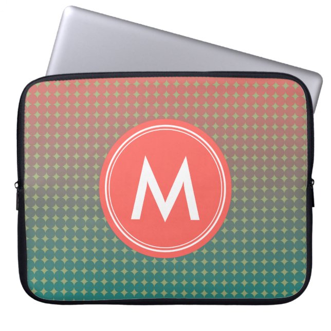 Abstract Beach Sunset Color Blend Monogram Laptop Sleeve (Front)