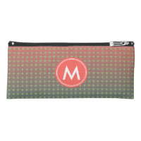 Abstract Beach Sunset Coral and Teal Monogram Pencil Case