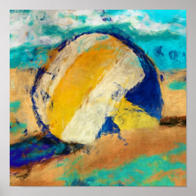 Abstract Beach Volleyball Poster (Front)