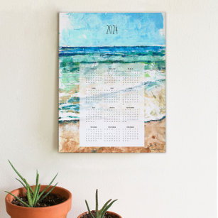 Abstract Beach Waves 2024 Calendar Art Print