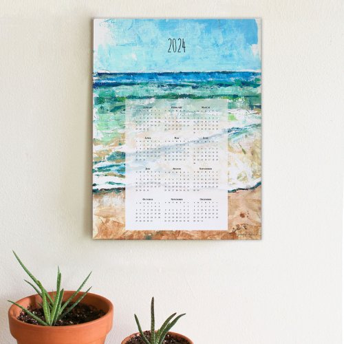 Abstract Beach Waves 2024 Calendar Art Print