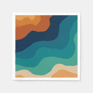 Abstract beach waves 70s style napkins