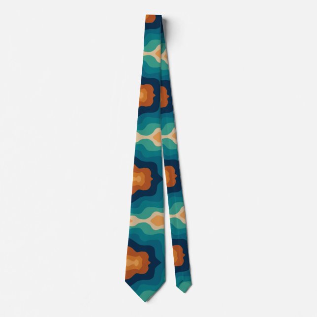 Abstract beach waves 70s style neck tie (Front)