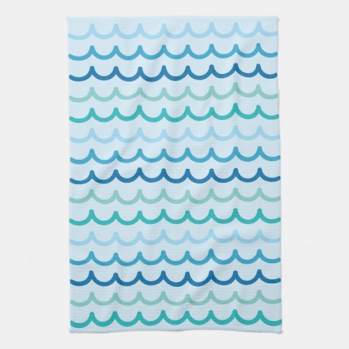 Abstract Beach Waves Pattern Kitchen Towel