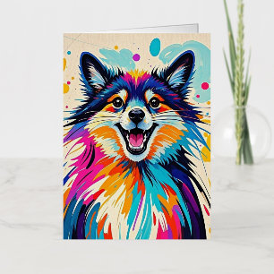 Abstract bear cute funny happy animal art foil greeting card