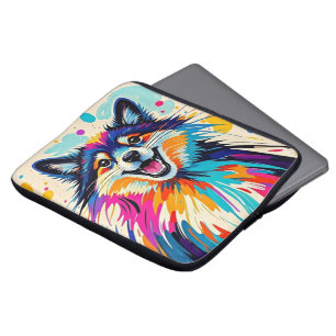 Abstract bear cute funny happy animal art laptop sleeve