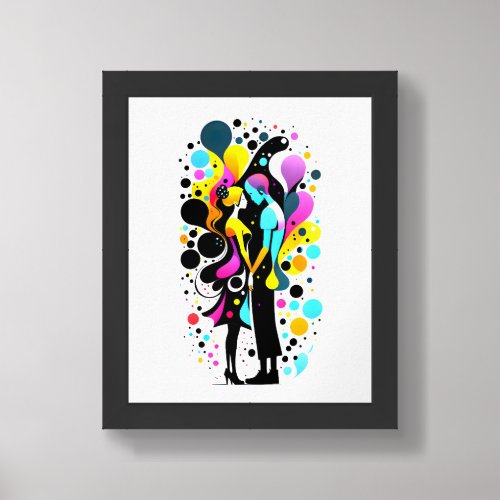 Abstract Beautiful Couple Colorful splash design Framed Art