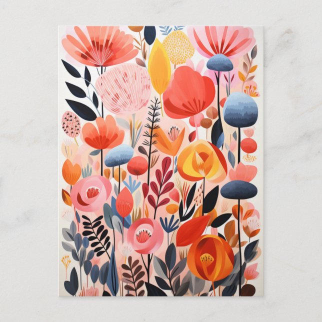Abstract Beautiful Flowers Postcard (Front)