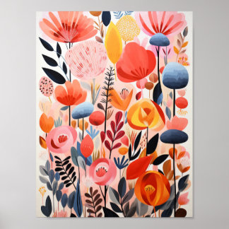 Abstract Beautiful Flowers Poster