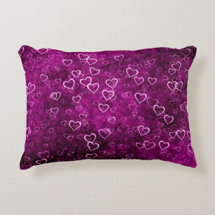 Abstract beautiful hearts on distressed purple bac accent pillow