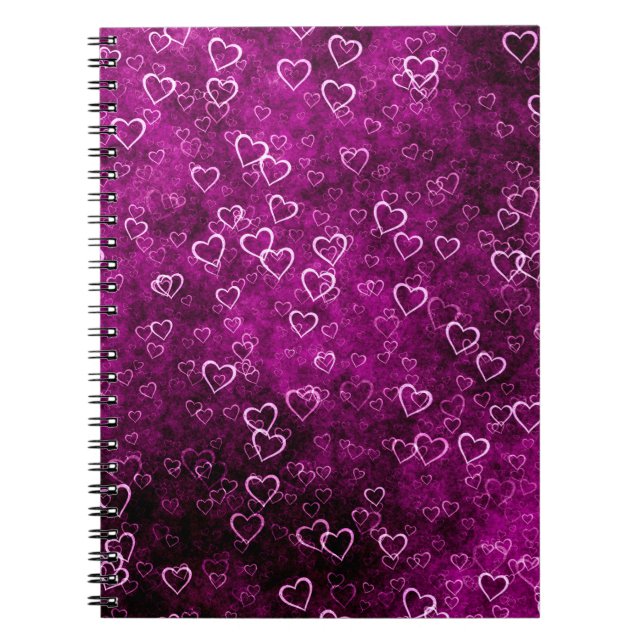 Abstract beautiful hearts on distressed purple bac notebook (Front)