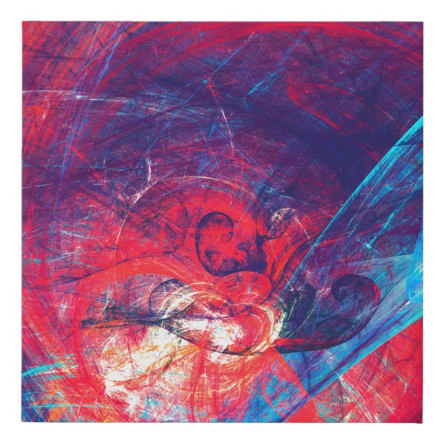 Abstract beautiful red and blue bright color backg faux canvas print (Front)
