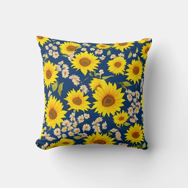 Abstract beautiful sunflower  pattern throw pillow (Front)