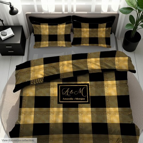 Abstract Bedding Black Gold Personalized Gift