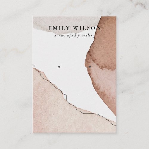 Abstract Beige Brown Watercolor Earring Display Business Card
