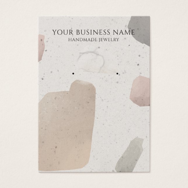 Abstract Beige Gray Terrazzo Earring Display Cards (Front)