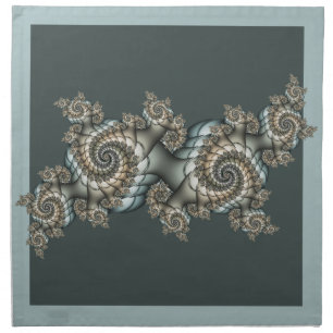 Abstract Beige Light Blue Fractal Art Spirals Cloth Napkin