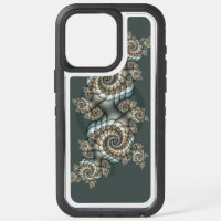 Abstract Beige Light Blue Fractal Art Spirals