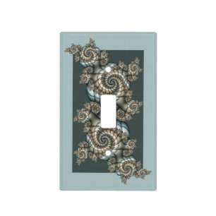 Abstract Beige Light Blue Fractal Art Spirals Switch Cover