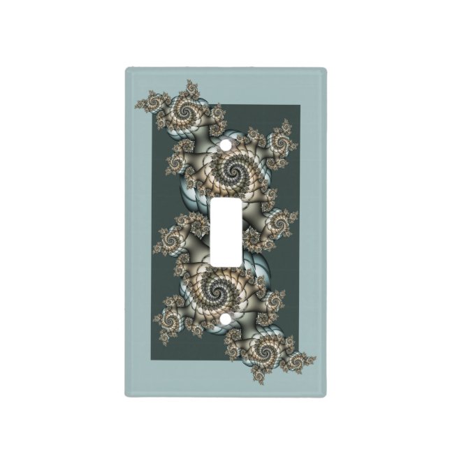 Abstract Beige Light Blue Fractal Art Spirals Switch Cover (Front)