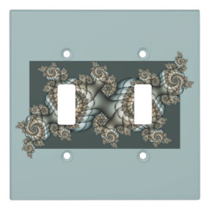 Abstract Beige Light Blue Fractal Art Spirals Switch Cover