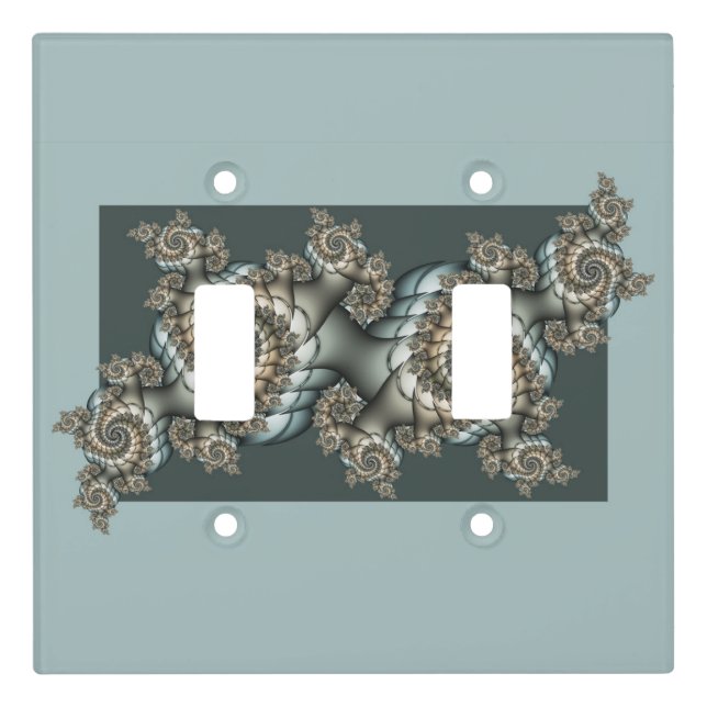 Abstract Beige Light Blue Fractal Art Spirals Switch Cover (Front)