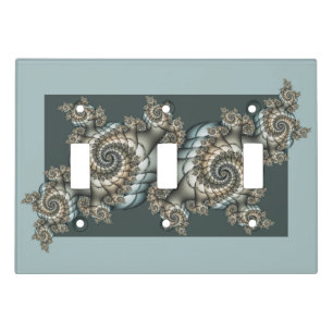 Abstract Beige Light Blue Fractal Art Spirals Switch Cover
