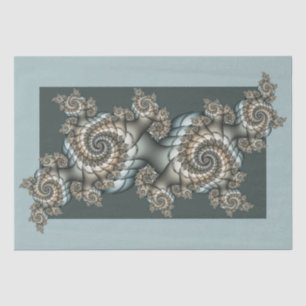 Abstract Beige Light Blue Fractal Art Spirals Tissue Paper