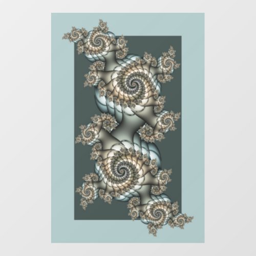 Abstract Beige Light Blue Fractal Art Spirals Wall Decal