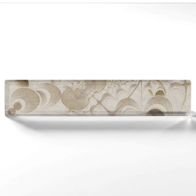 Abstract beige pattern desk name plate (Front)