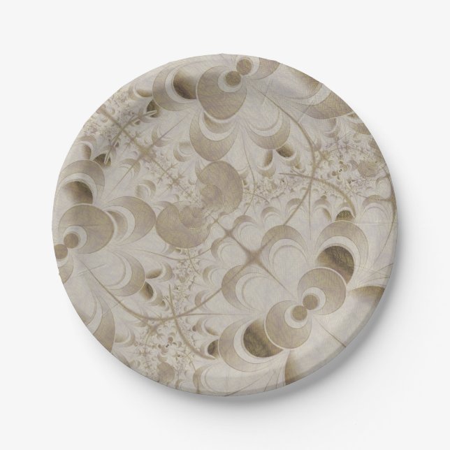 Abstract beige pattern paper plates (Front)