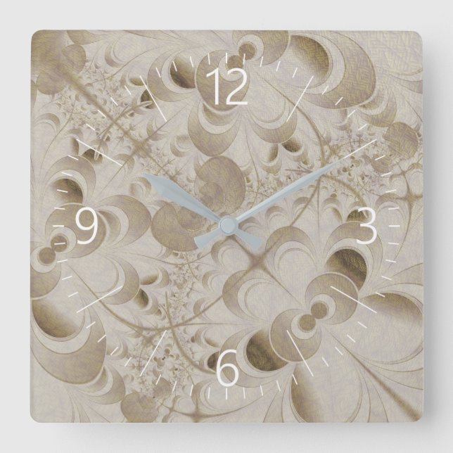Abstract beige pattern square wall clock (Front)