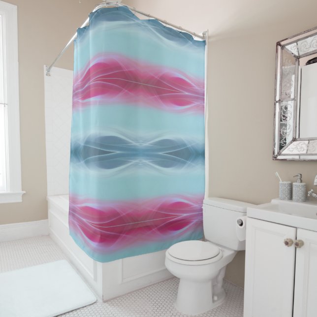 Abstract Bicolor Shower Curtain (In Situ)