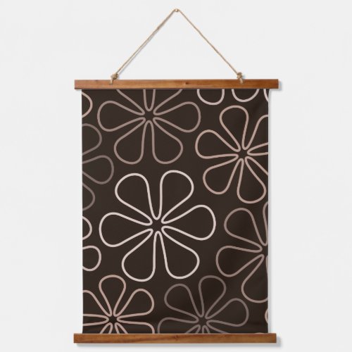 Abstract Big Flower Outlines Browns  Creams Hanging Tapestry