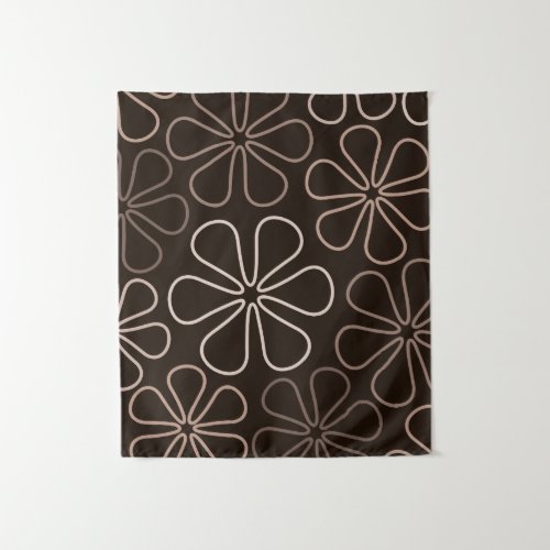 Abstract Big Flower Outlines Browns  Creams Tapestry