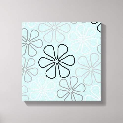 Abstract Big Flower Outlines BWGDuck Egg Blue Canvas Print