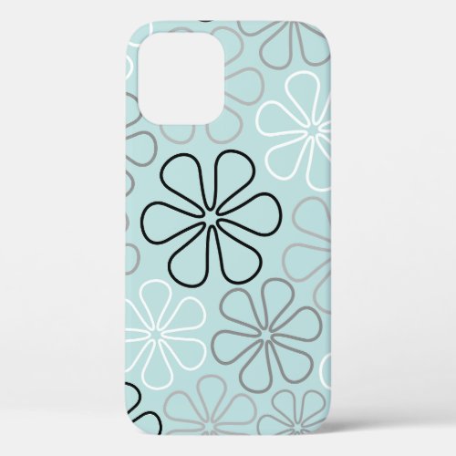 Abstract Big Flower Outlines BWGDuck Egg Blue iPhone 12 Case