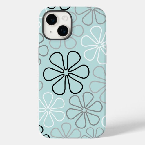 Abstract Big Flower Outlines BWGDuck Egg Blue Case_Mate iPhone 14 Case