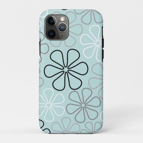 Abstract Big Flower Outlines BWGDuck Egg Blue iPhone 11 Pro Case