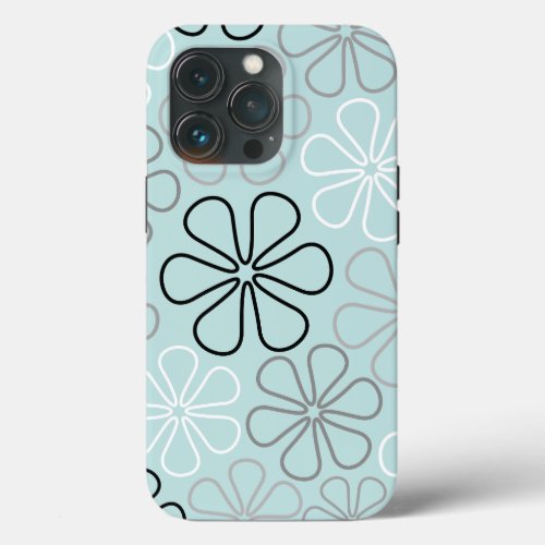 Abstract Big Flower Outlines BWGDuck Egg Blue iPhone 13 Pro Case