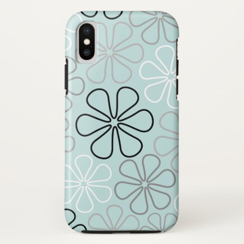 Abstract Big Flower Outlines BWGDuck Egg Blue iPhone XS Case