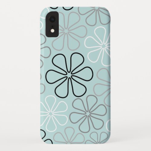 Abstract Big Flower Outlines BWGDuck Egg Blue iPhone XR Case