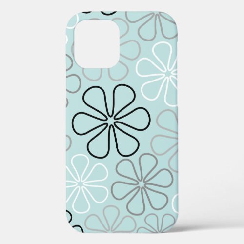 Abstract Big Flower Outlines BWGDuck Egg Blue iPhone 12 Pro Case