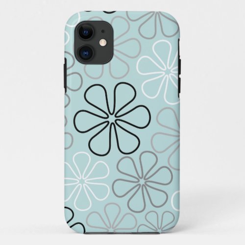 Abstract Big Flower Outlines BWGDuck Egg Blue iPhone 11 Case